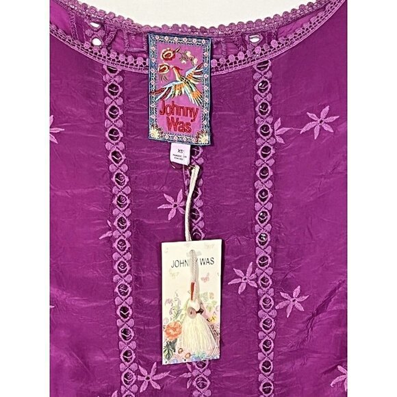 new Johnny Was Sunflower Alta Orchid Embroidered Flare Boho Blouse Top - Picture 12 of 13